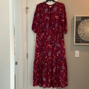 Elegant Red Paisley Dress
